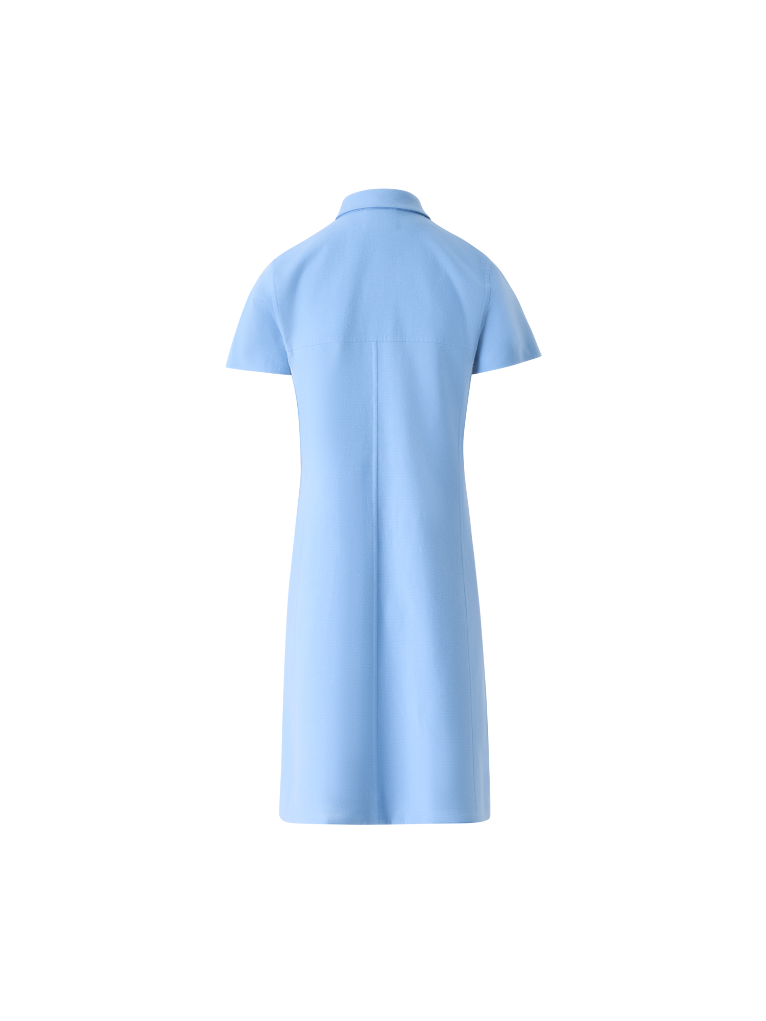 Designer Cotton Silk Stretch Double-Face Polo Dress - blue