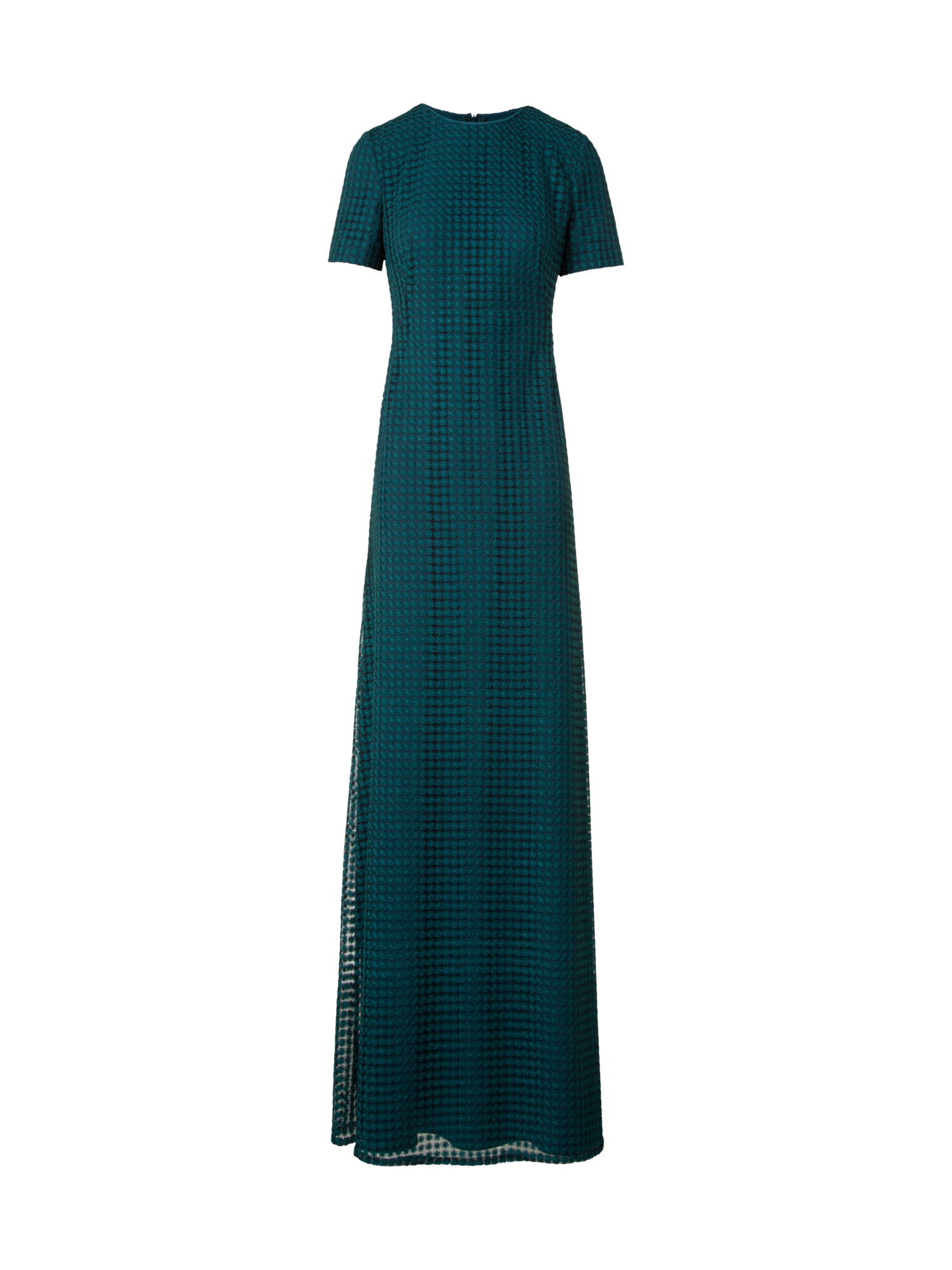 Designer Fitted Evening Gown in Flower Embroidery - green