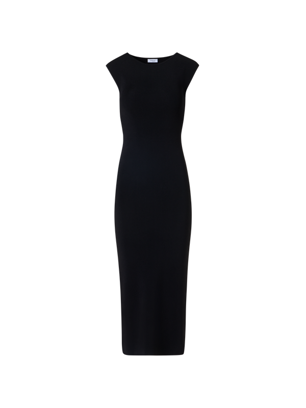 Designer Sleeveless Viscose Jersey Dress - black