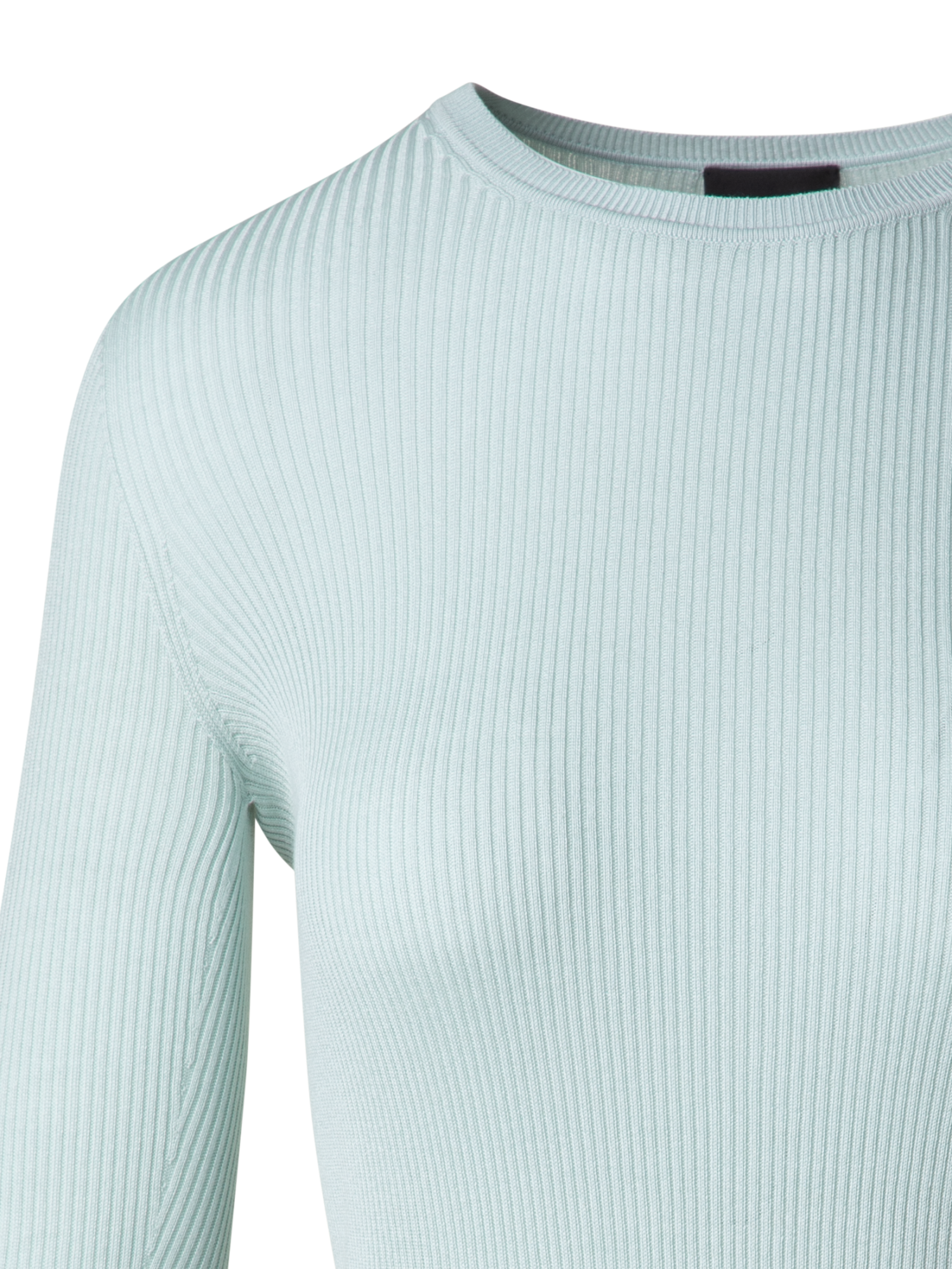 Designer Seamless Silk Cotton Knit Sweater - pastel - blue