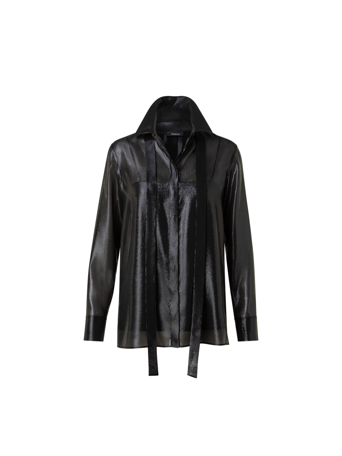 Designer Silk Lurex Blend Tunic Blouse - black