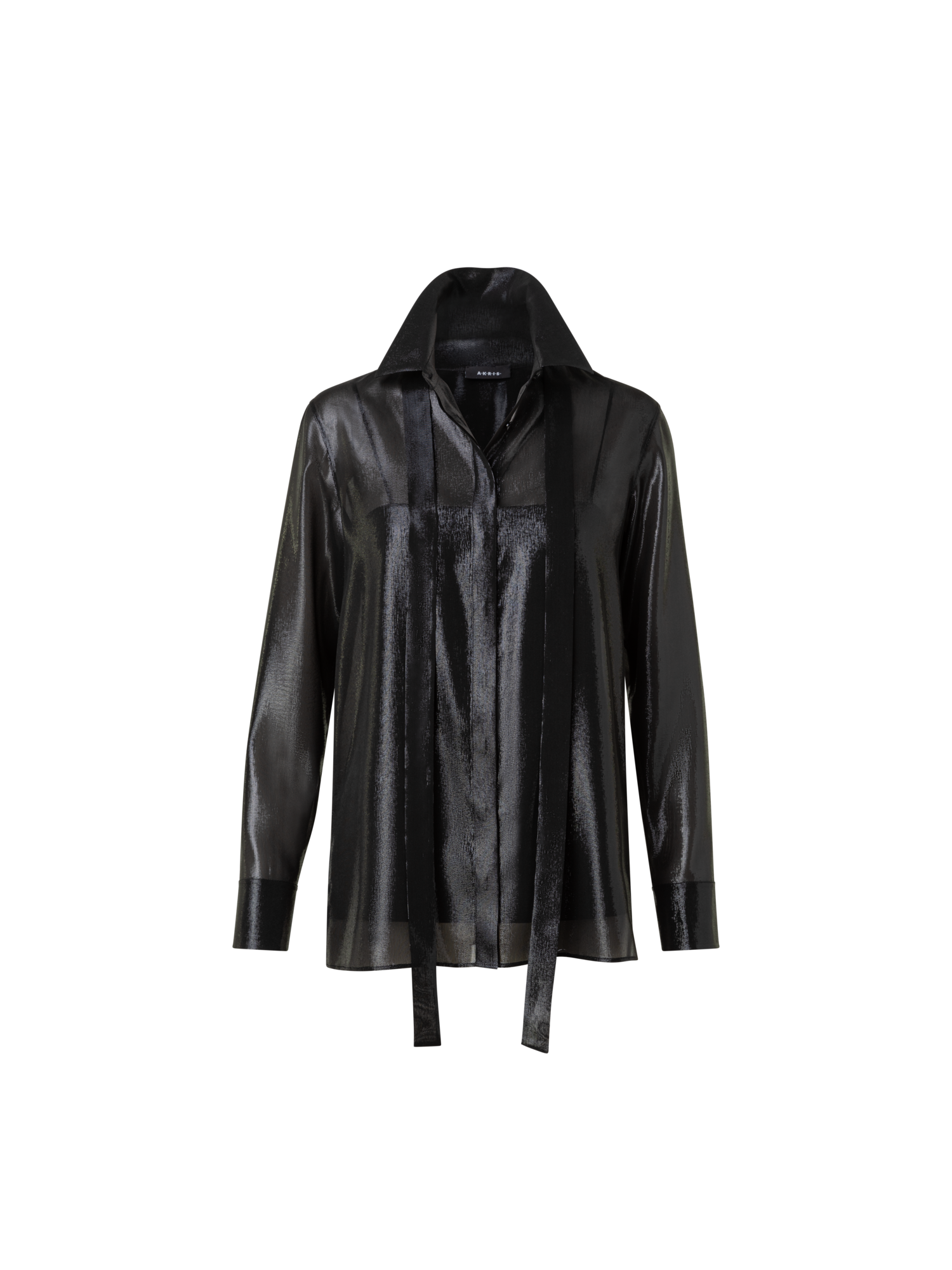 Designer Silk Lurex Blend Tunic Blouse - black