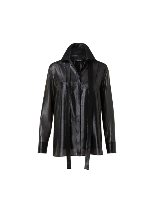 Designer Silk Lurex Blend Tunic Blouse - black