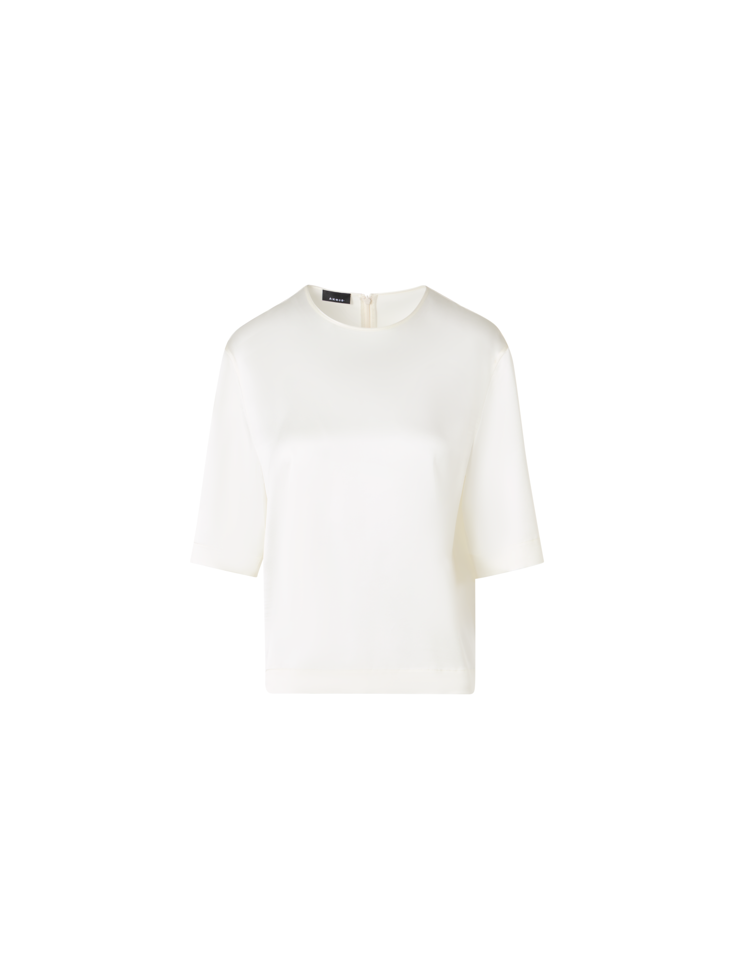 Designer Boxy Silk Satin T-Shirt Blouse - ecru