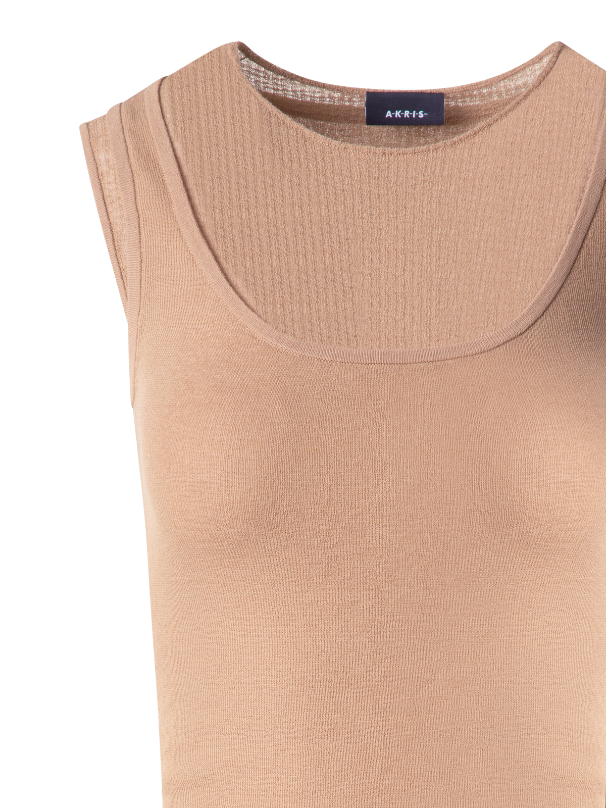 Designer Double Layered Knit Top in Sheer Cotton - neutral - pastel - beige
