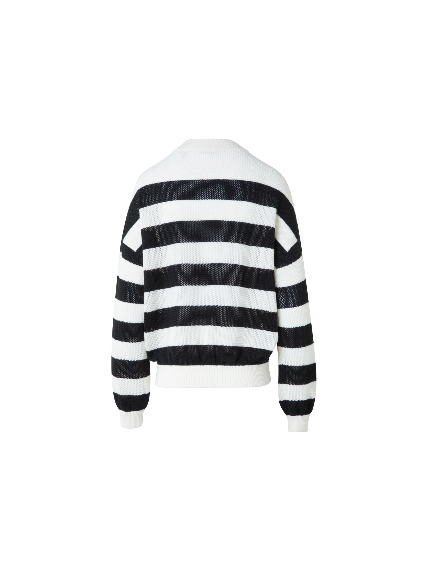 Designer Striped Cool Wool Mesh Sweater - black - neutral - multicolor - ecru - white