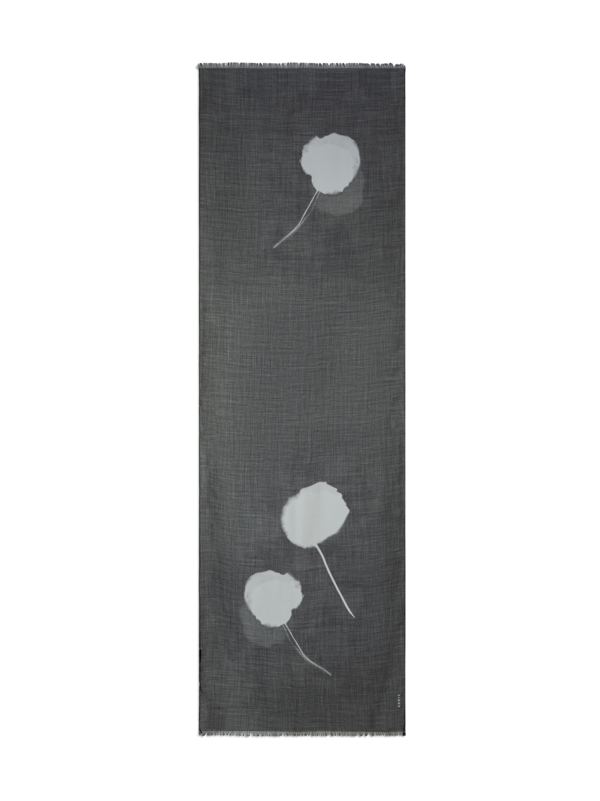 Designer Scarf in Cashmere Silk with Dandelion Print - black - multicolor