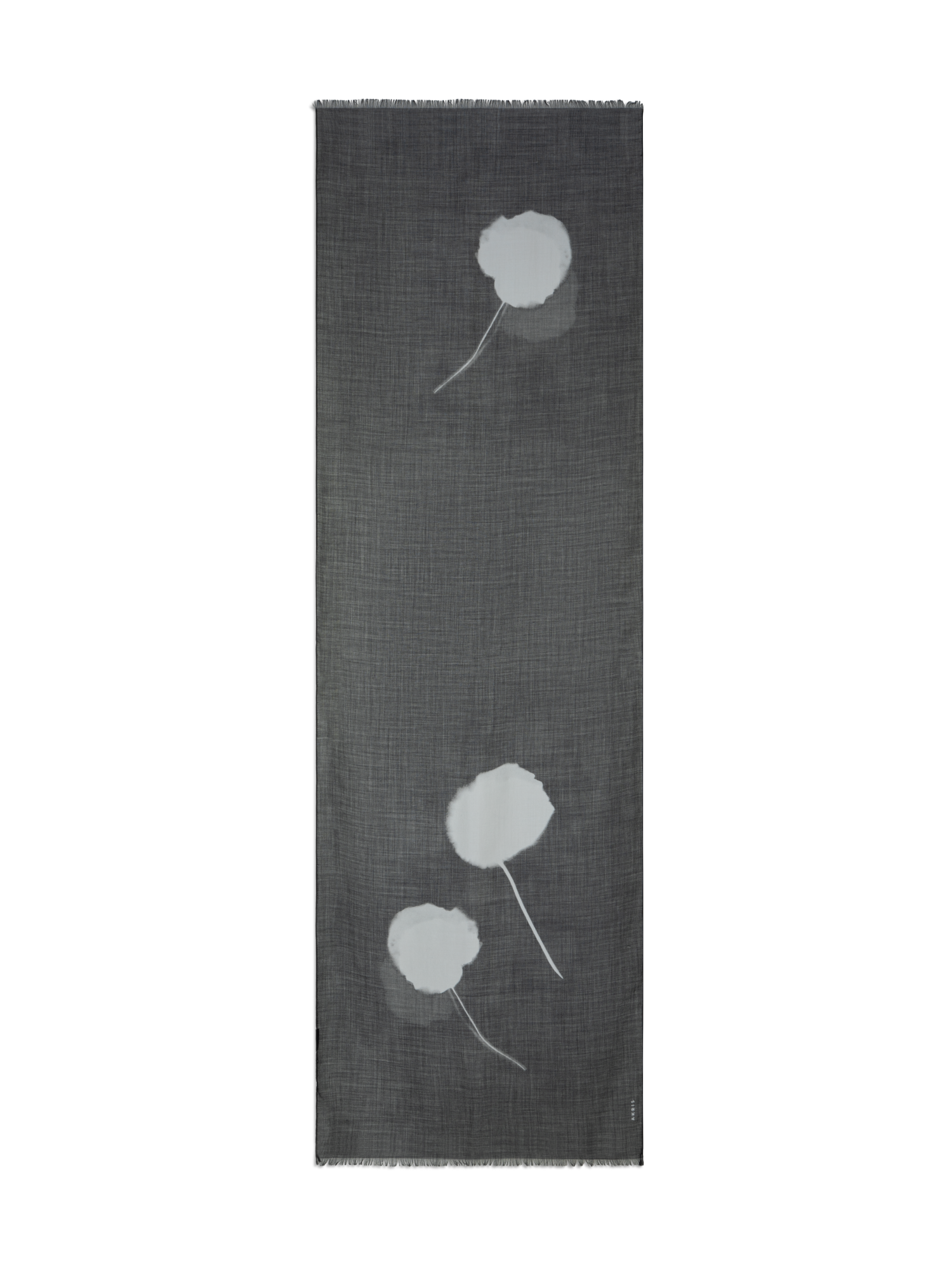 Designer Scarf in Cashmere Silk with Dandelion Print - black - multicolor