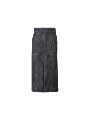 Designer A-Line Skirt in Cotton Denim - black