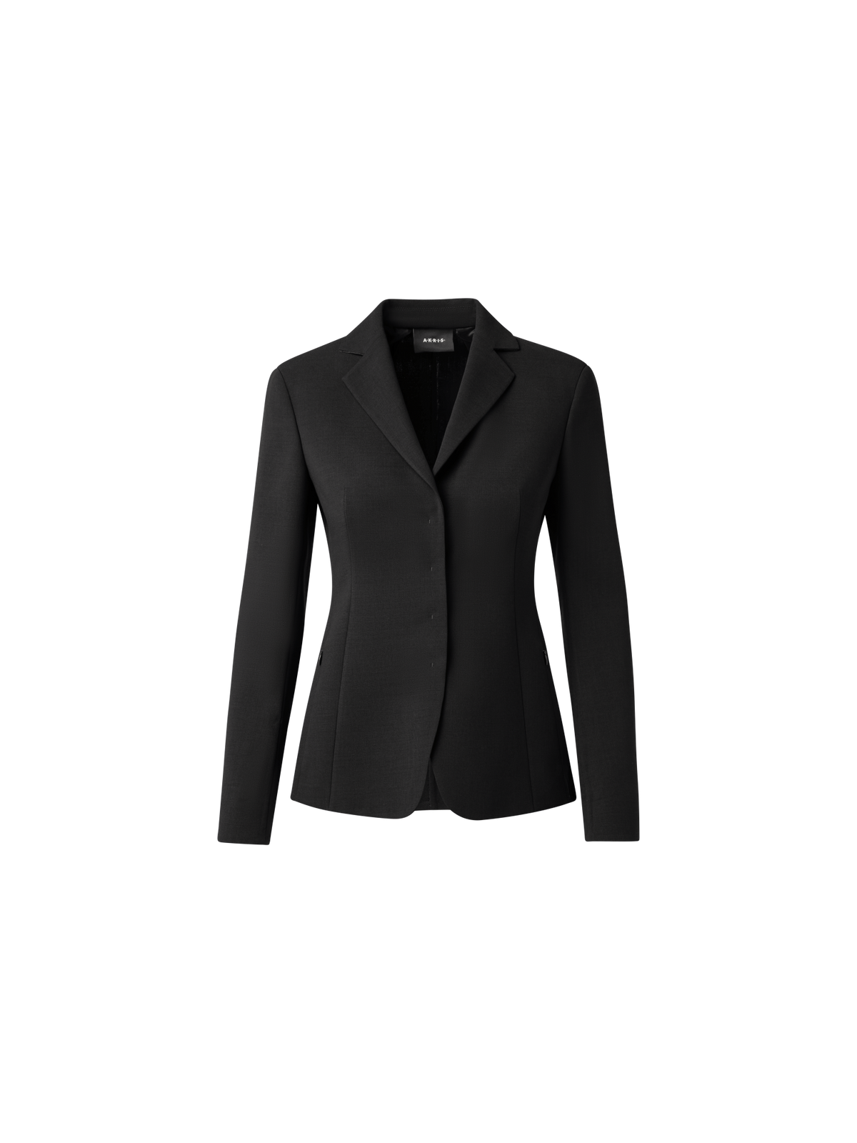 Designer Wool Double-Face Blazer with Leather Collar - black