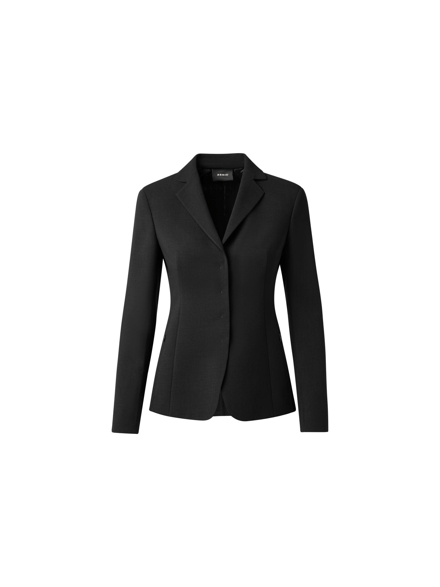 Designer Wool Double-Face Blazer with Leather Collar - black