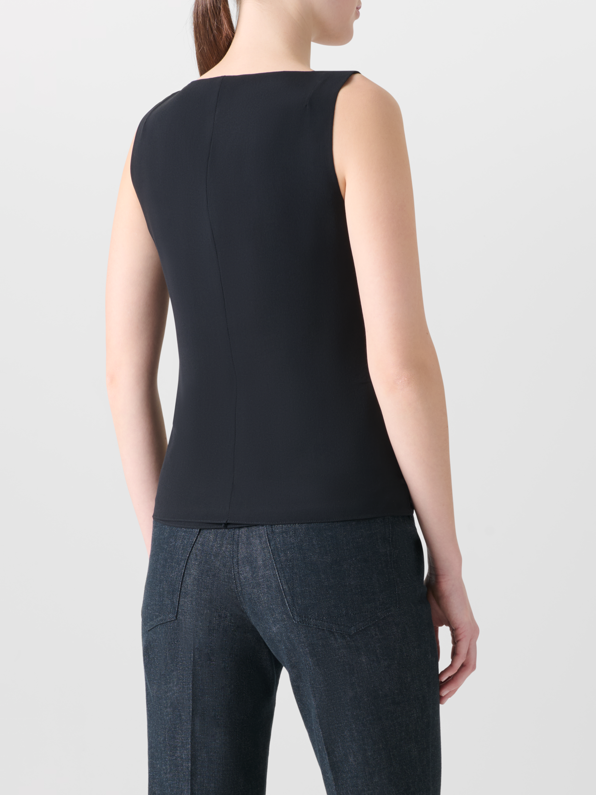 Designer Sleeveless Silk Georgette Top - black #editorial