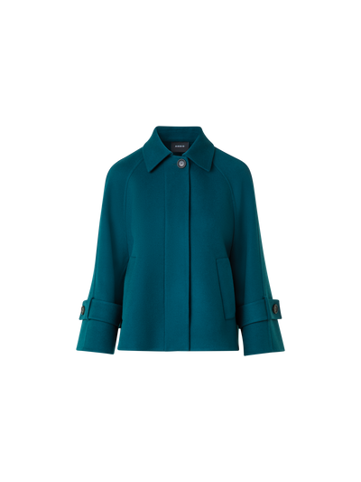Designer Pure Cashmere Double-Face A-Line Jacket - green