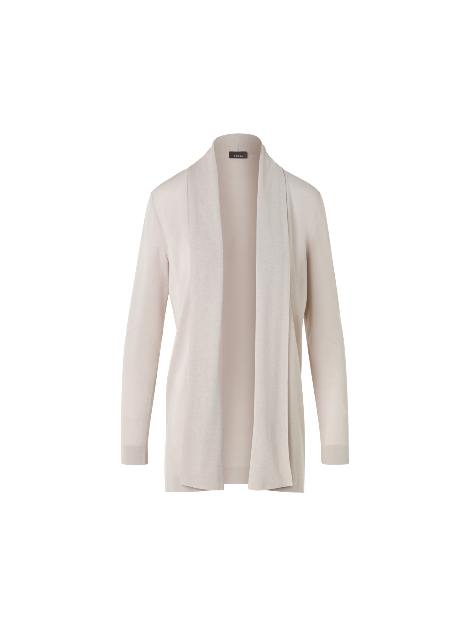 Designer Long Silk Cotton Cardigan with Shawl Collar - neutral - beige