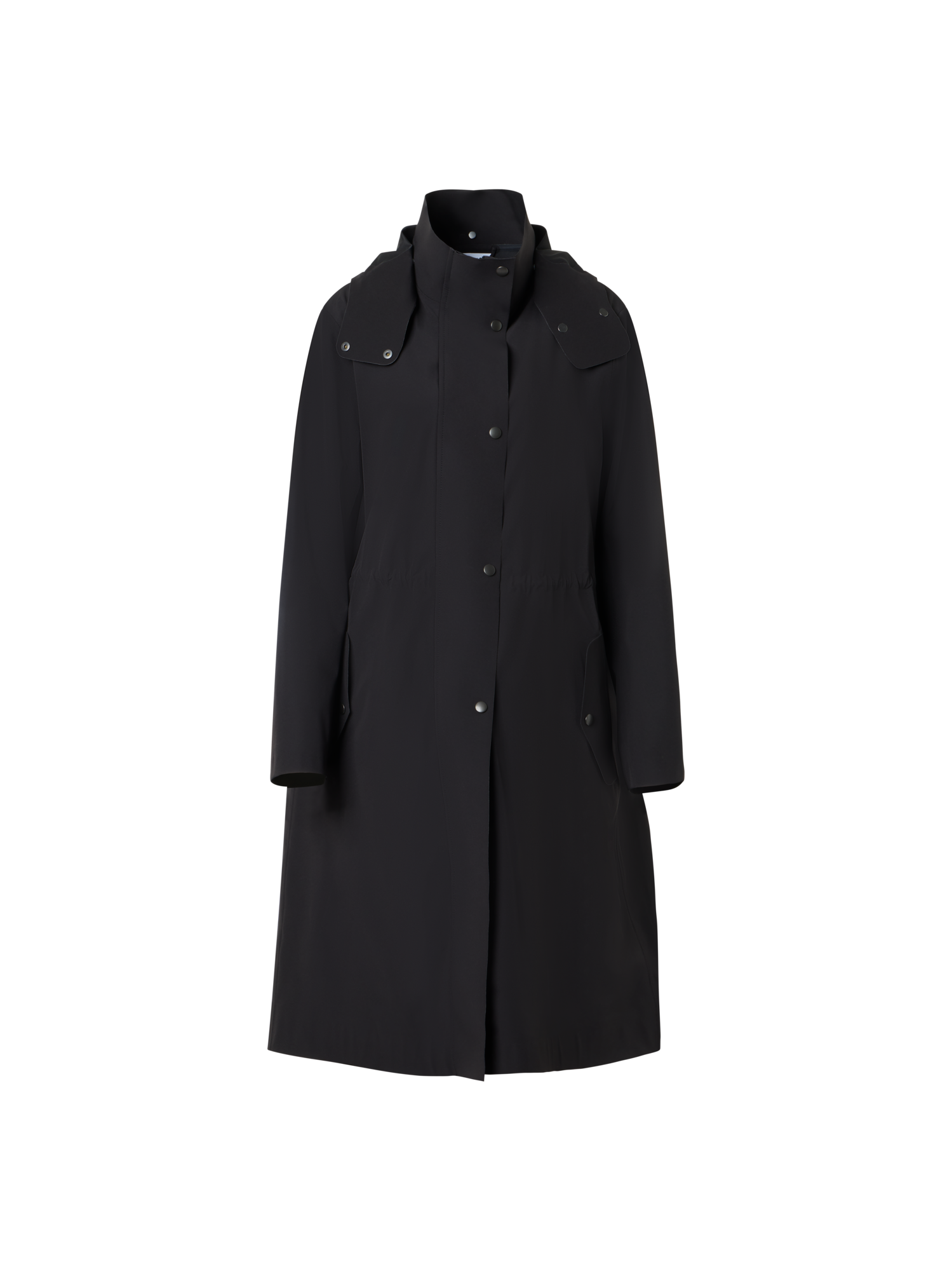 Designer Water-Repellent Fitted Techno Parka - black