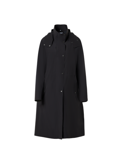 Designer Water-Repellent Fitted Techno Parka - black