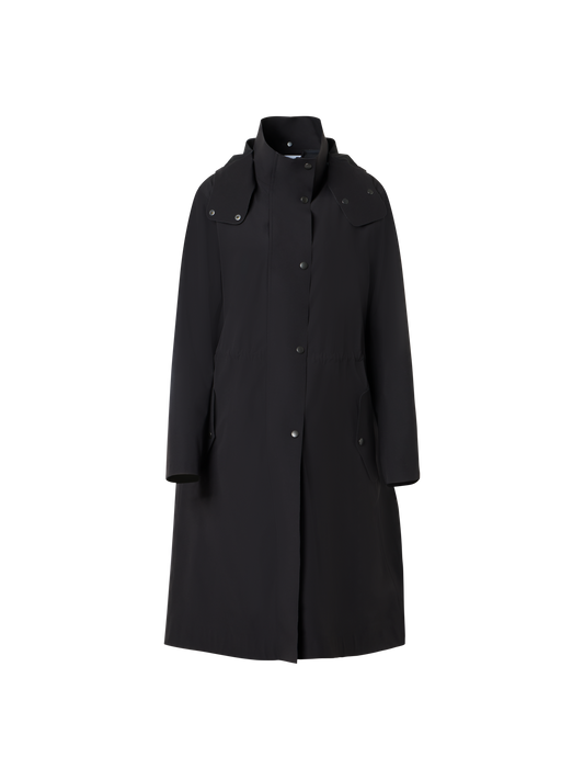 Designer Water-Repellent Fitted Techno Parka - black