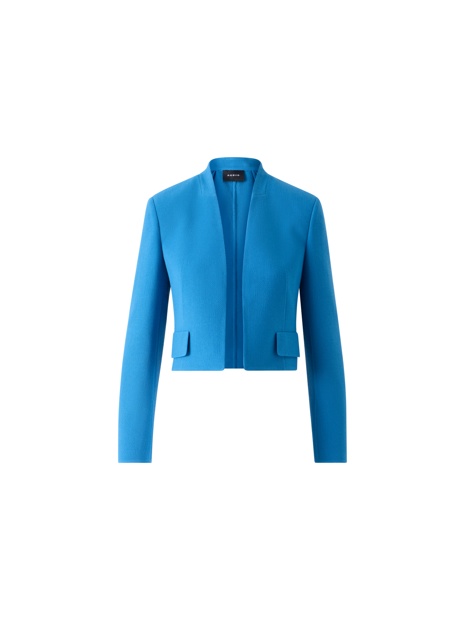 Designer Short Wool Crêpe Double-Face Jacket - blue