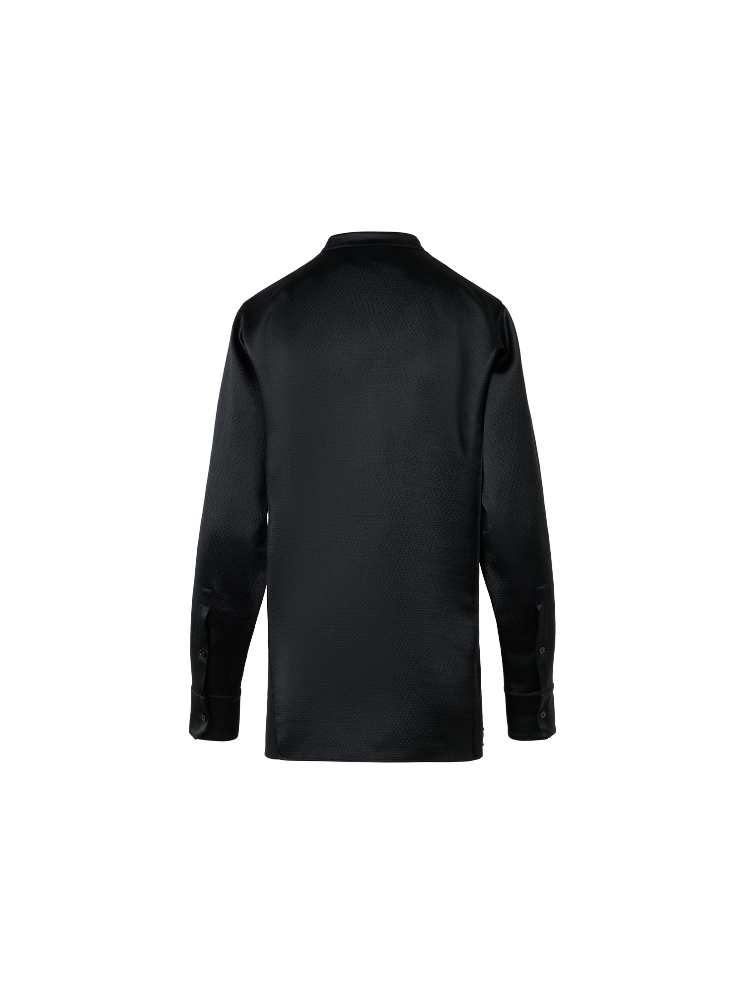 Designer Sleek Tunic Blouse in Hammered Silk Wool Satin - black