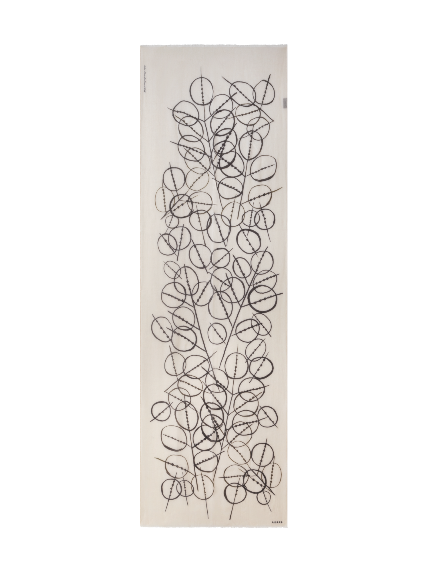 Designer Cashmere Scarf with Polka Dots Print - black - multicolor - ecru - white