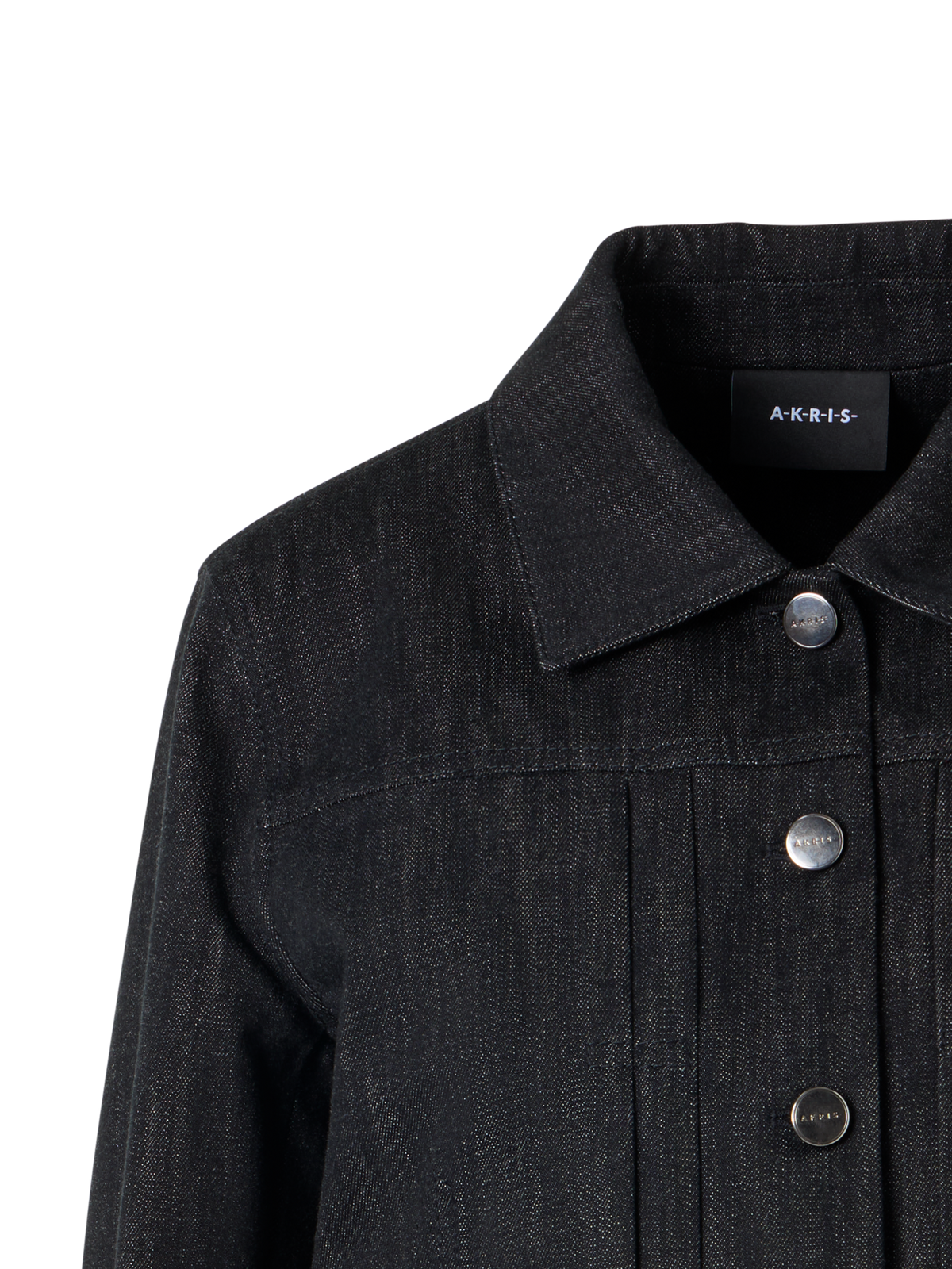 Designer Hilbert Short Cotton Denim Jacket with Patch Pockets - black