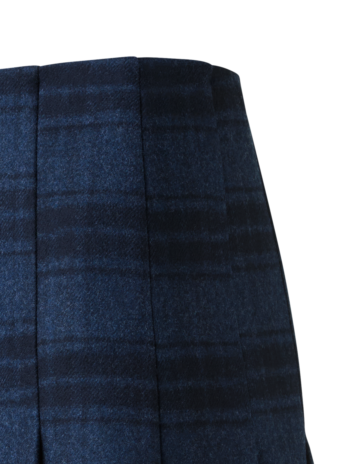 Designer Half-Pleated Wool Double-Face Plaid Mini Skirt - neutral - navy - blue - multicolor