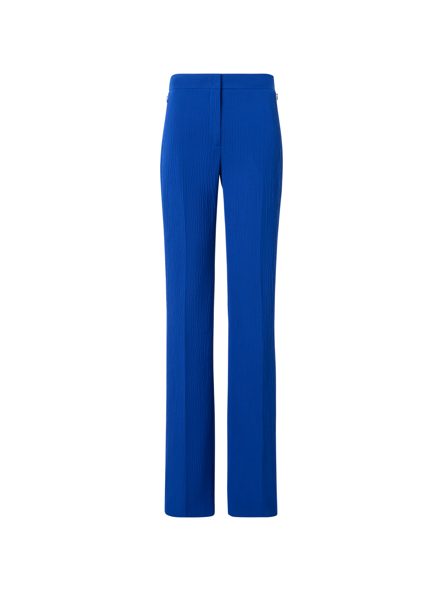 Designer Carl Straight Pants in Structured Cotton Silk - blue