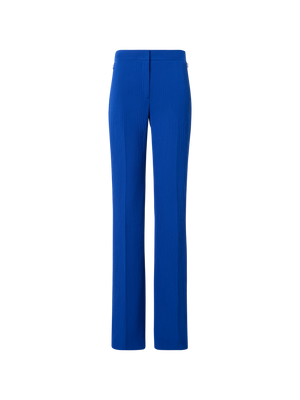 Designer Carl Straight Pants in Structured Cotton Silk - blue