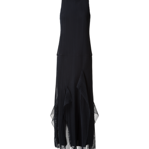 Dégradé Stripe Embroided Evening Dress