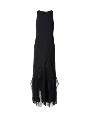 Designer Dégradé Stripe Embroided Evening Dress - black