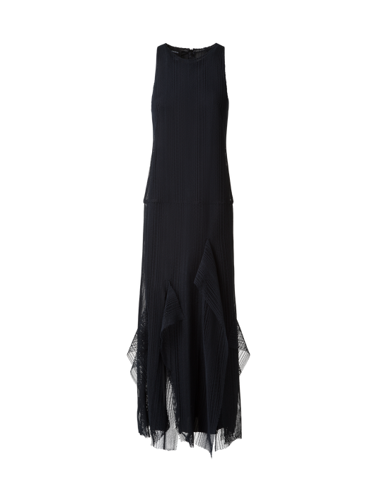 Designer Dégradé Stripe Embroided Evening Dress - black