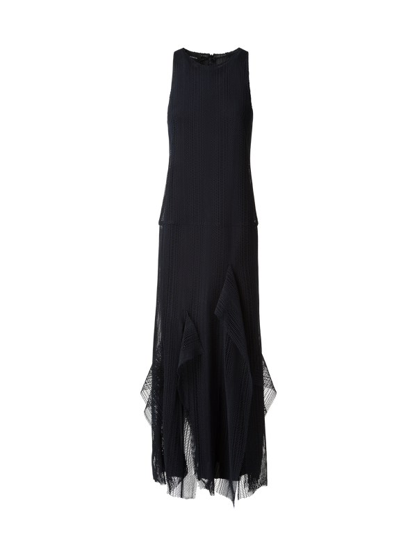 Designer Dégradé Stripe Embroided Evening Dress - black