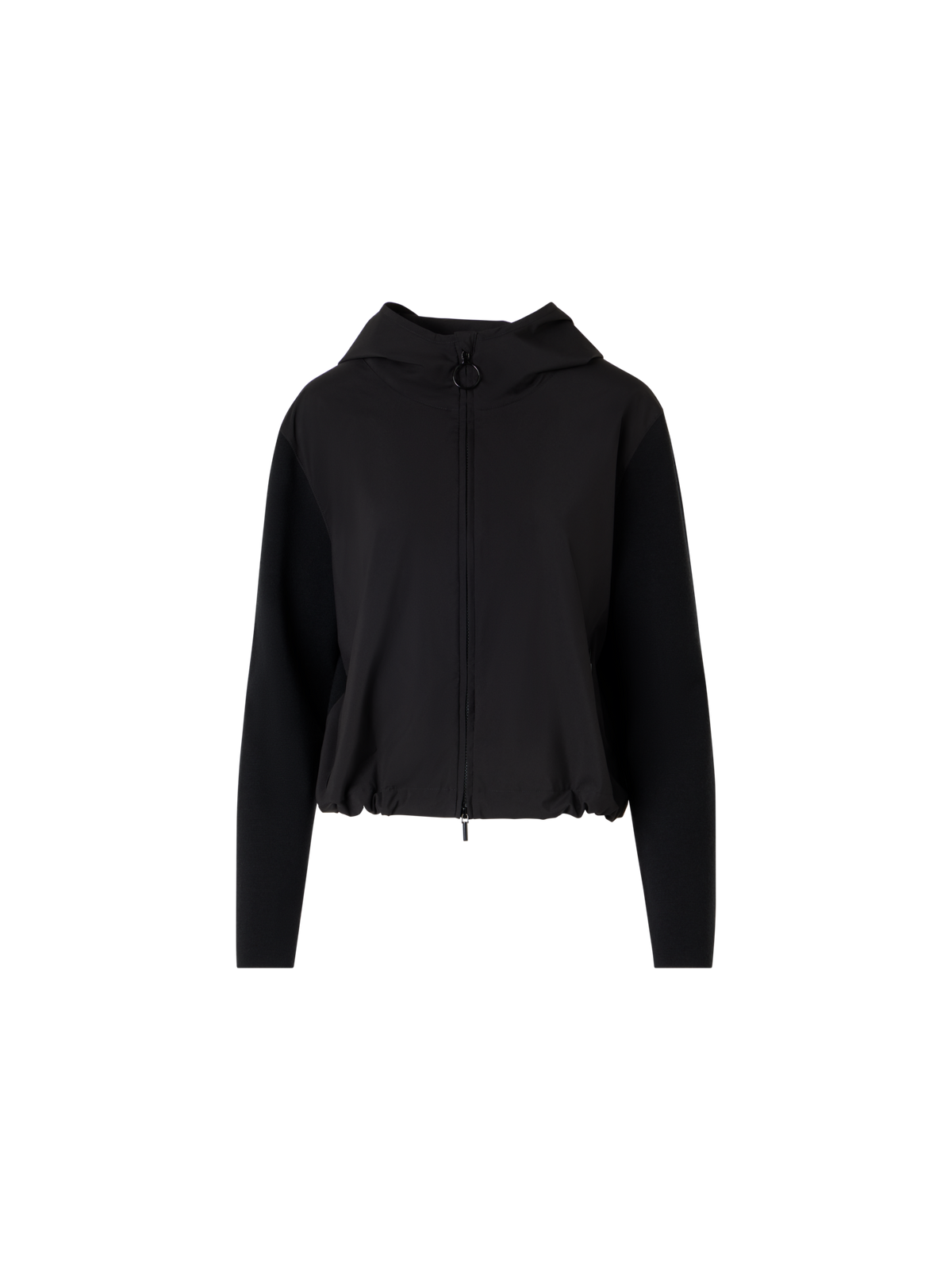 Designer Long-Sleeve Mixed-Media Knit Cardigan - black