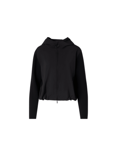 Designer Long-Sleeve Mixed-Media Knit Cardigan - black