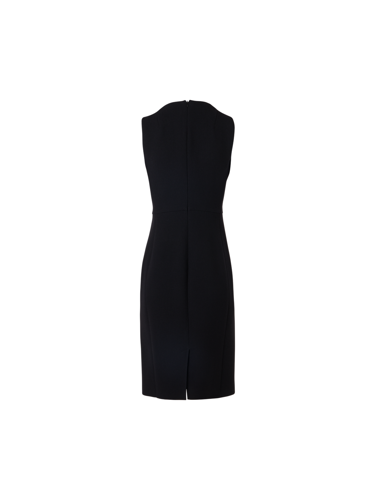 Designer Sleeveless Wool-Crêpe Double-Face Sheath Dress - black