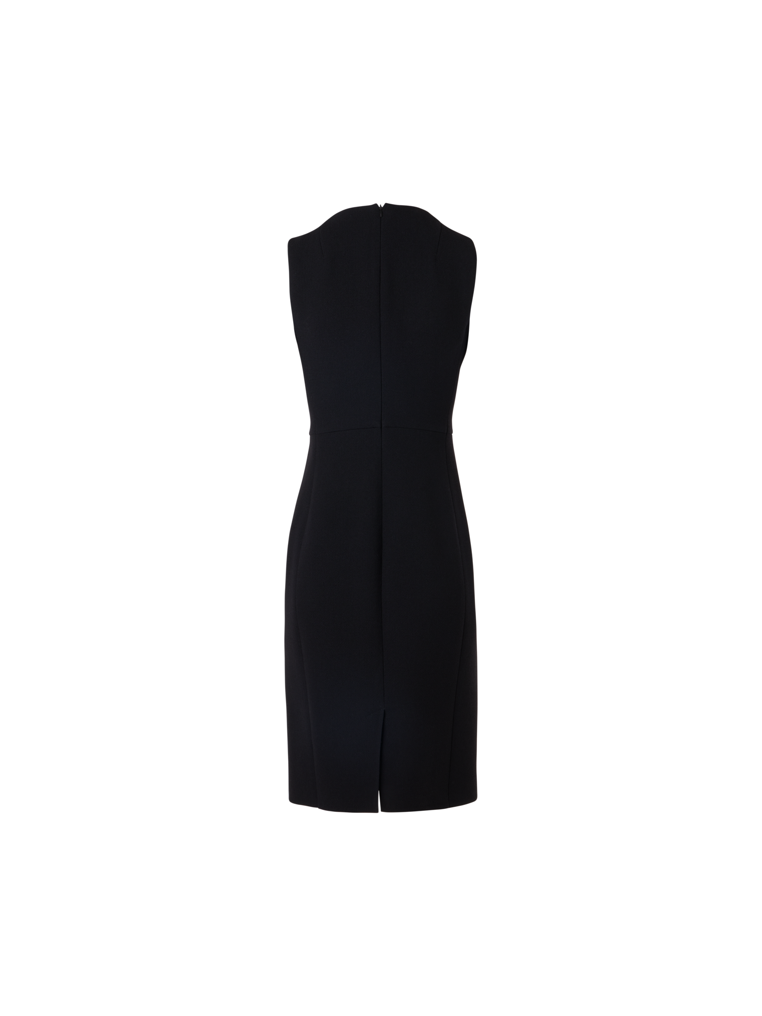 Designer Sleeveless Wool-Crêpe Double-Face Sheath Dress - black