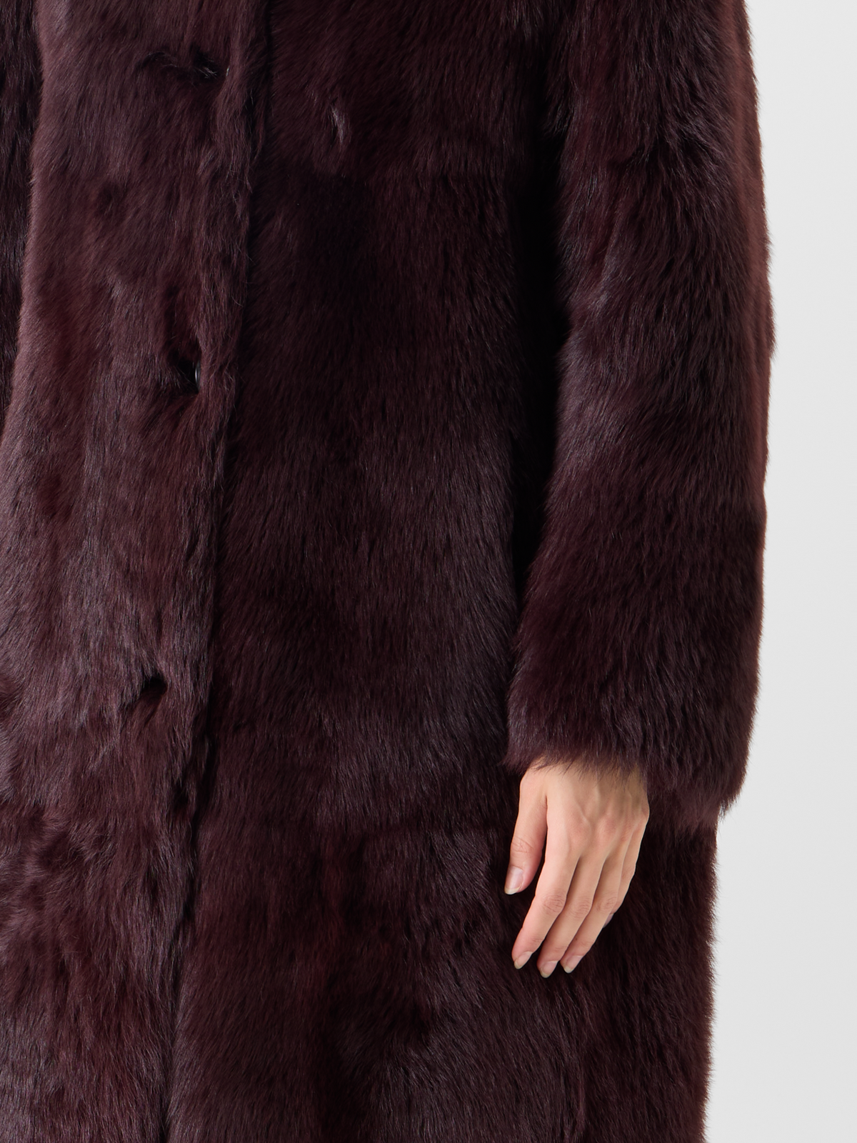 Designer Oversized Long Toscana Shearling Coat - red 