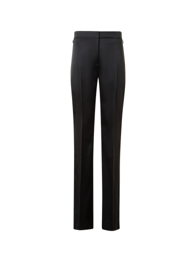 Designer Straight Wool Satin Pants - black - neutral