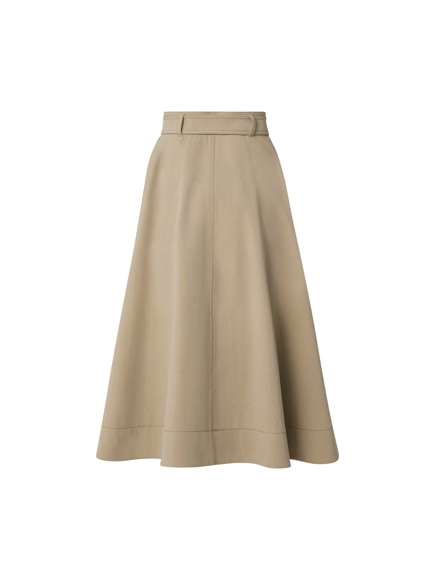Designer A-Line Cotton Stretch Denim Midi Skirt