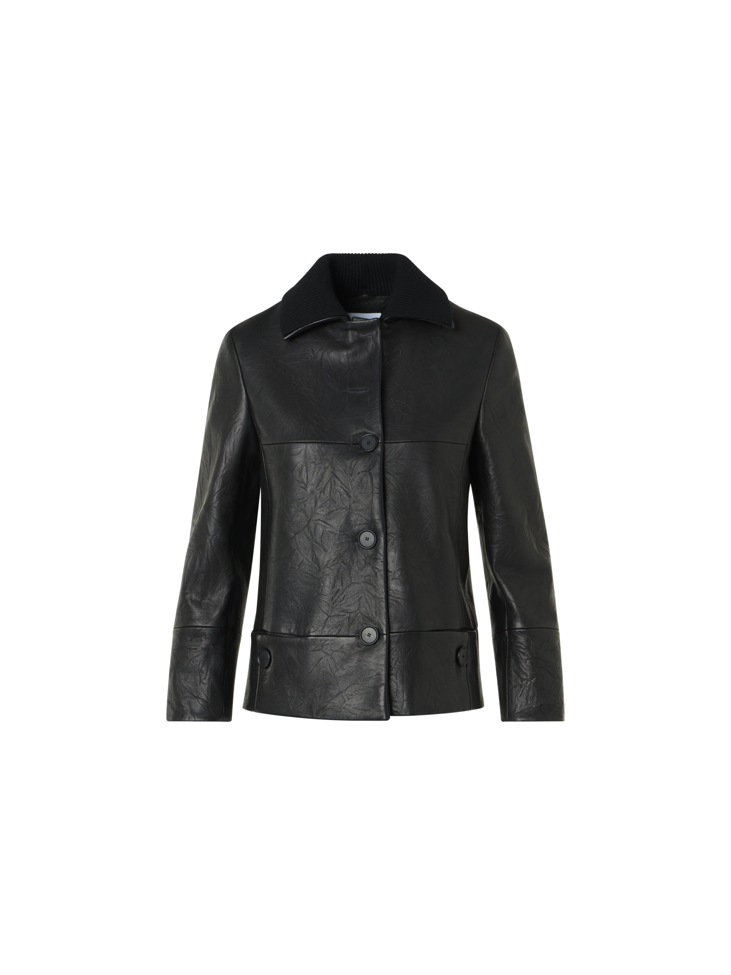 Designer Crinkled Lamb Nappa  Jacket - black
