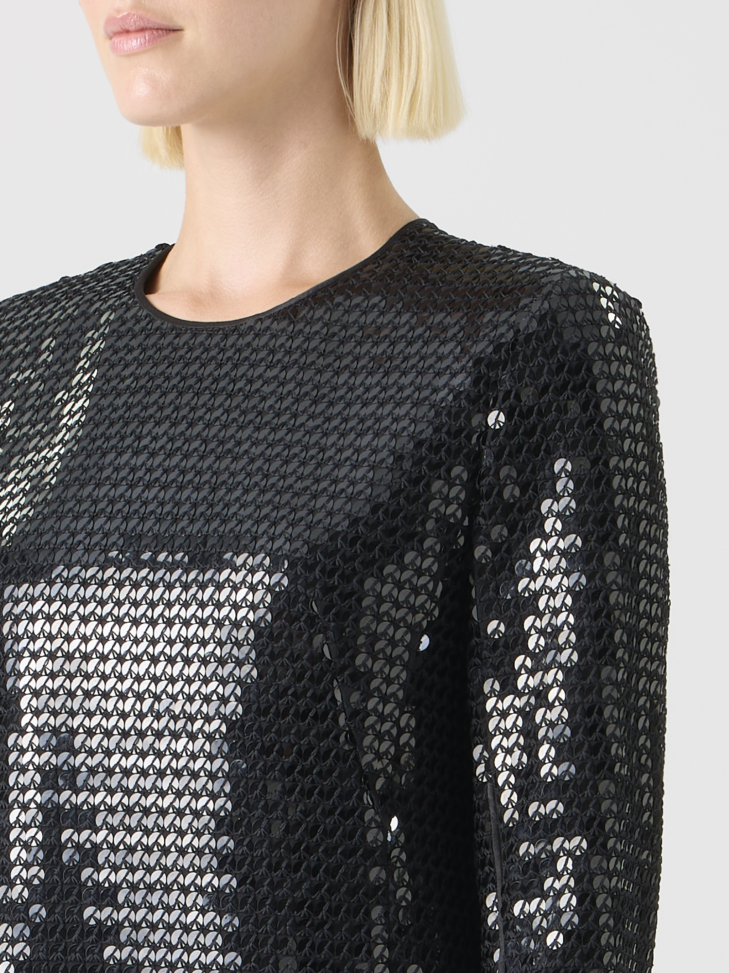 Designer Corded Sequins on Chiffon Cocktail Sheath Dress - black 