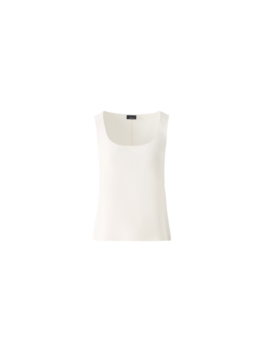 Designer Sleeveless Silk Georgette Top - ecru - white