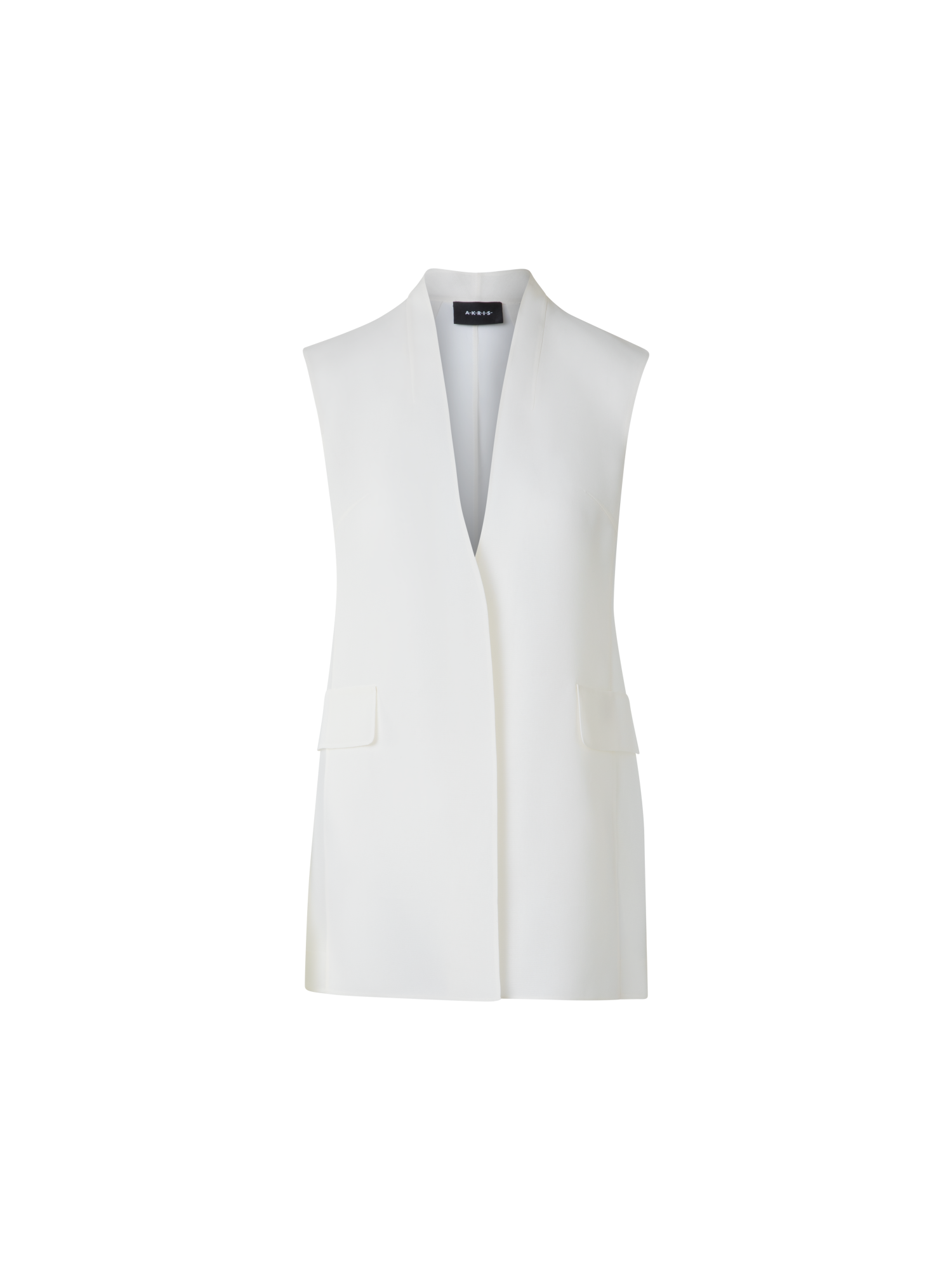 Designer Long Sheer Silk Organza Gilet - neutral - ecru - white