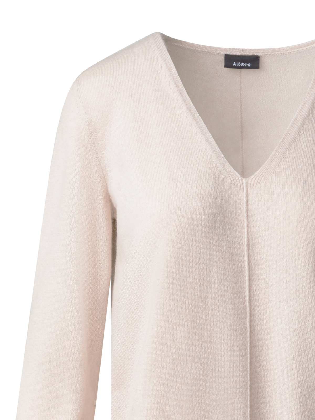 Designer 100% Cashmere V-Neck Knit Sweater - neutral - beige