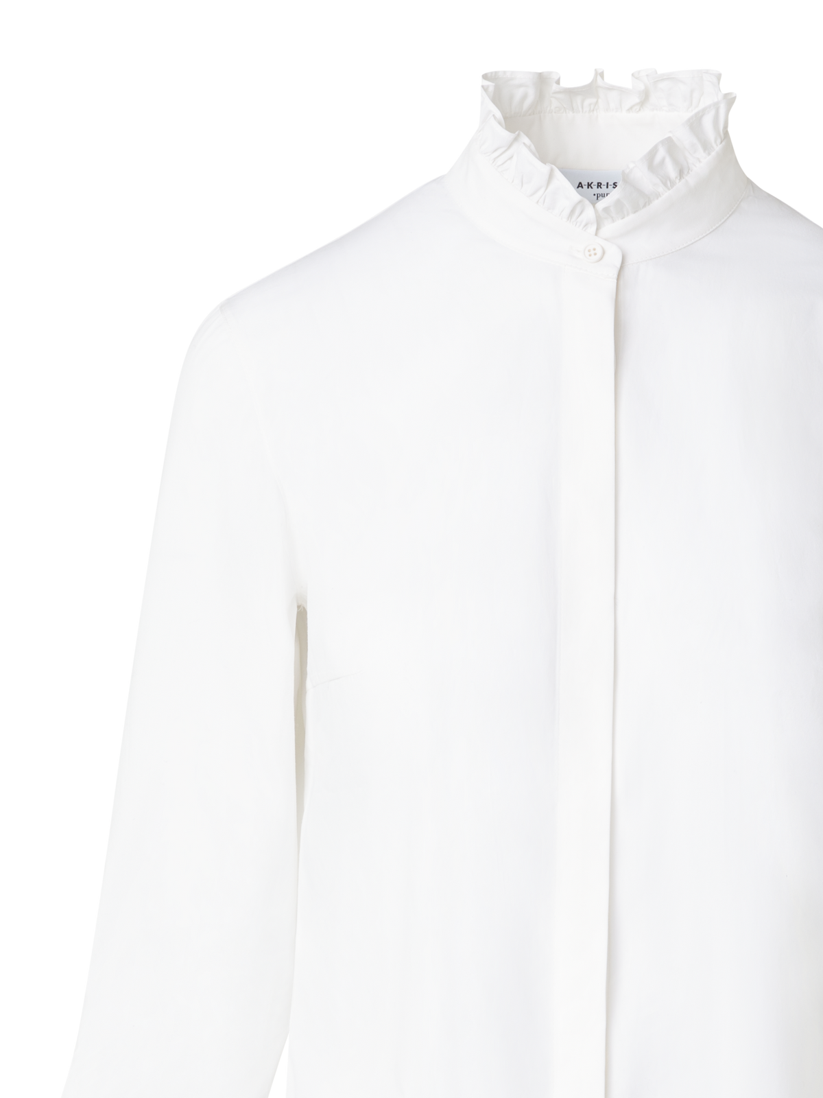 Designer Cotton Poplin Ruffle Collar Blouse - ecru - white