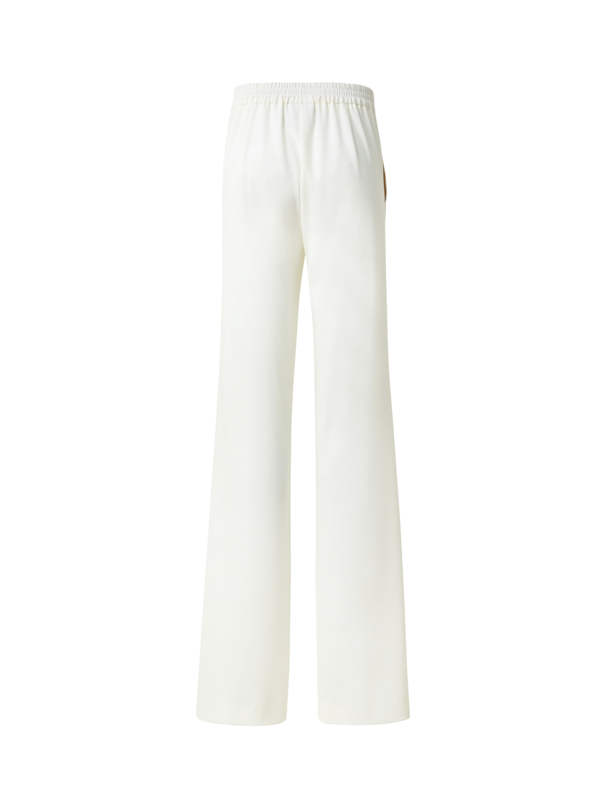 Designer Straight Laser Cut Pants with Elastic Waist - neutral - ecru - white