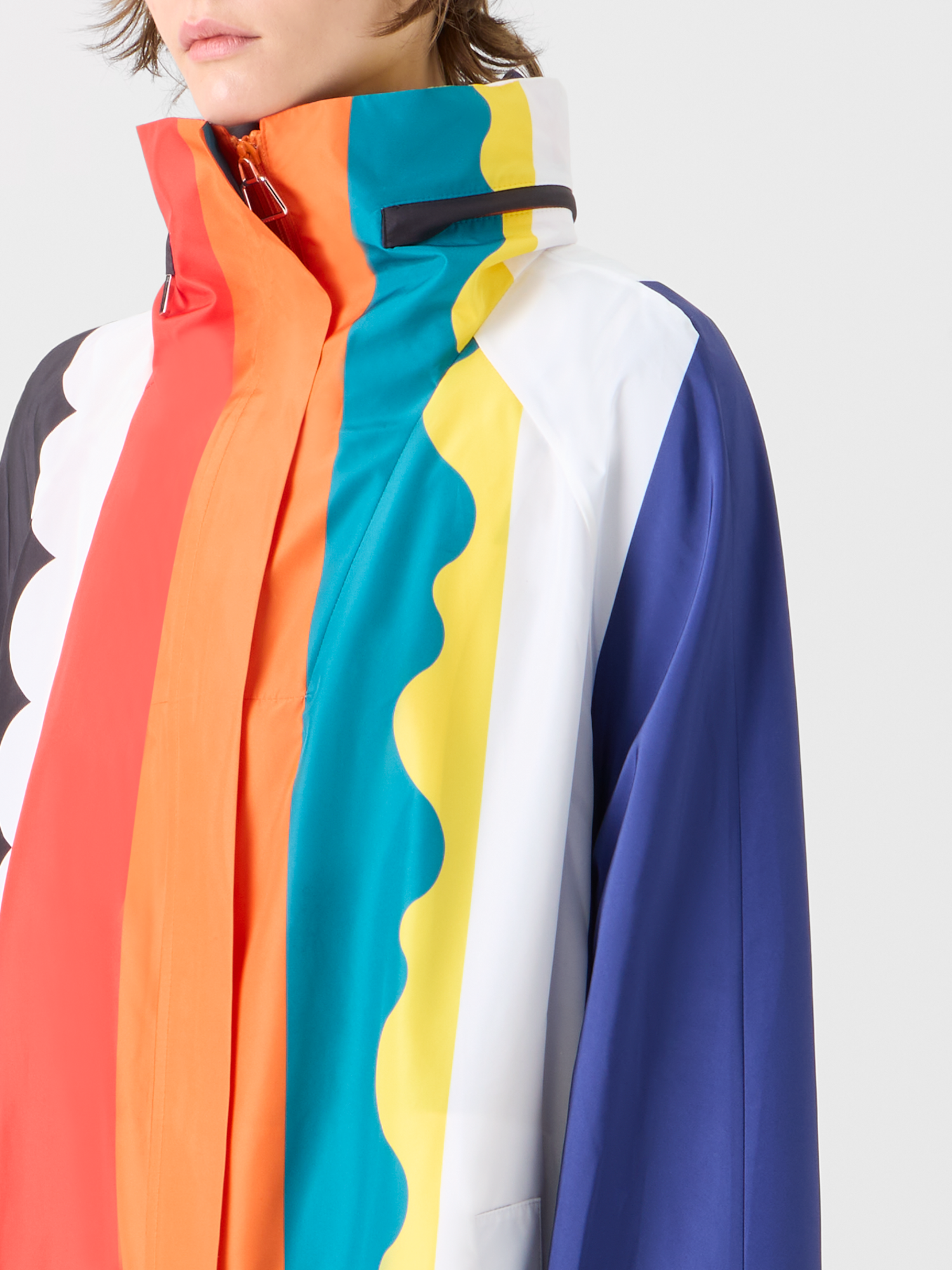 Designer Ivano Taffeta Maxi Coat with Paravent Print - multicolor 