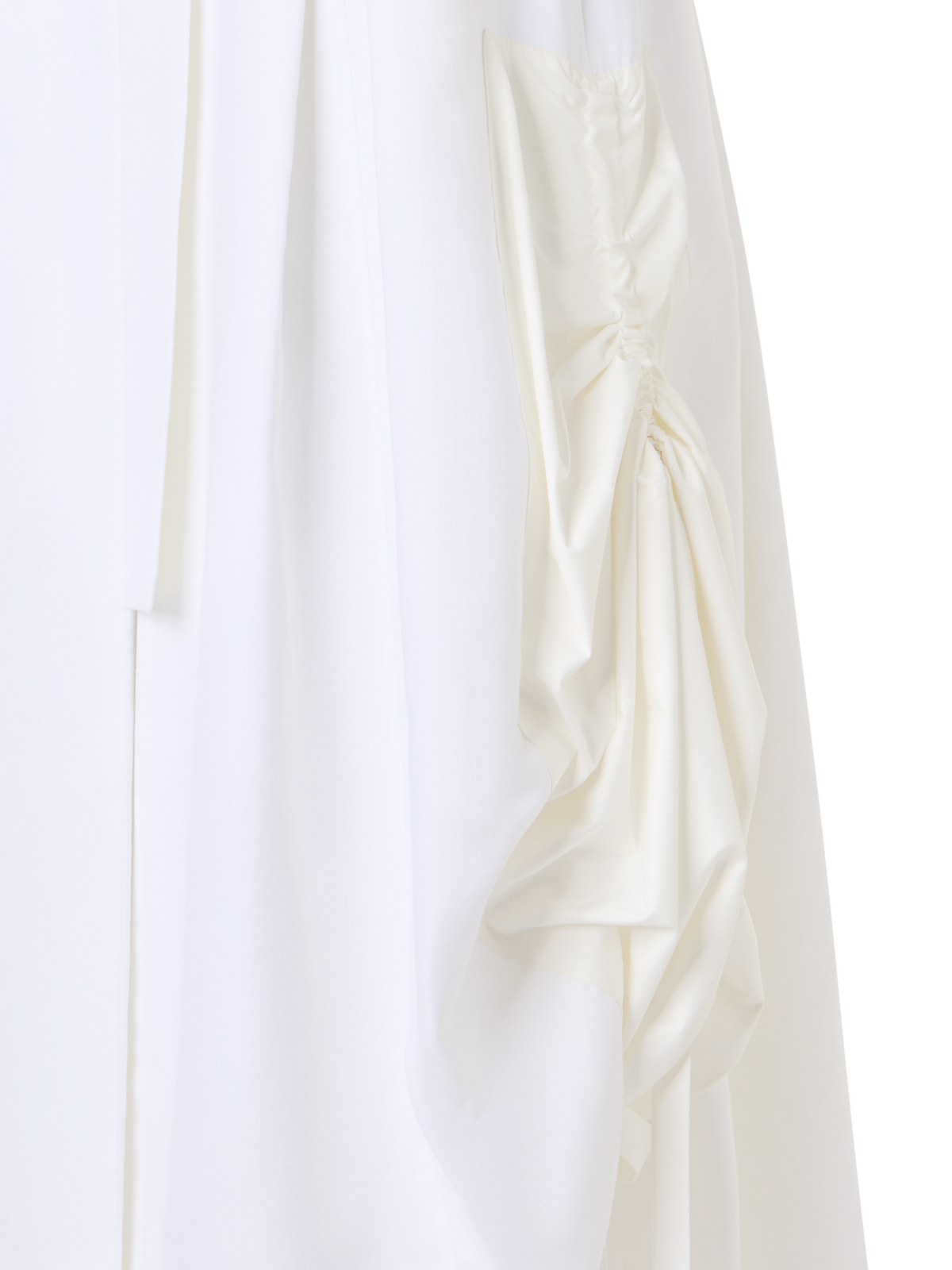 Designer Cotton Midi Skirt with Drawstrings - ecru