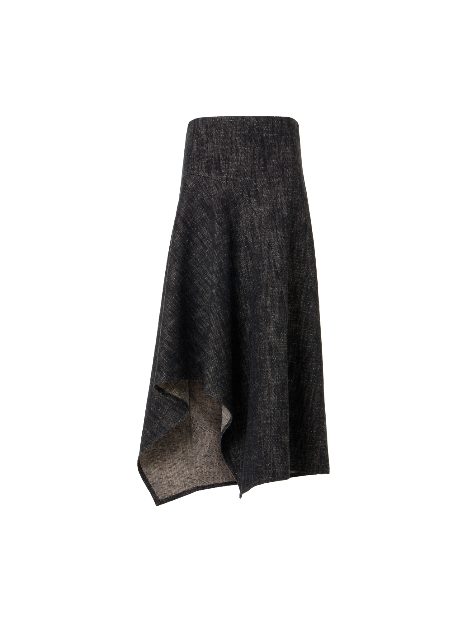 Designer Washed Heavyweight Cotton-Denim Midi Skirt - black