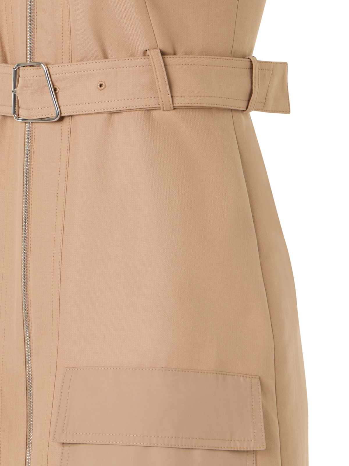 Designer Short-Sleeve Cotton Double-Face Dress - beige